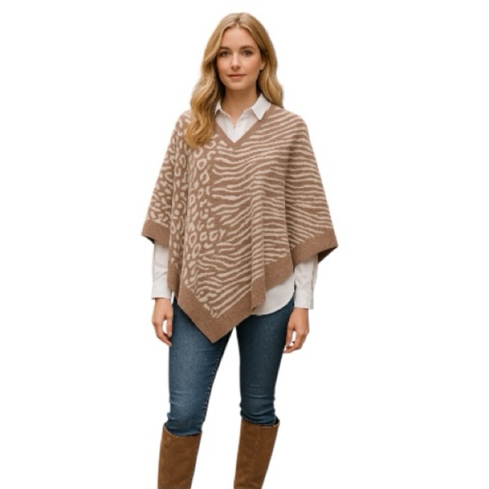 Barefoot Dreams Cozychic Poncho in Animal Print - One Size - New With Tags